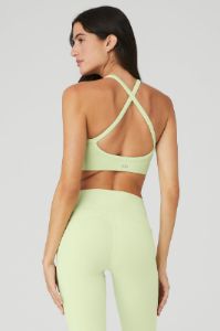 Seamless Ribbed Low Back Bra - Iced Green Tea sold by Alo Yoga