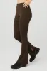 High-Waist Pinstripe Zip It Flare Legging - Espresso/Black sold by Alo Yoga