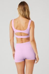 Seamless Cable Knit Bra - Sugarplum Pink sold by Alo Yoga