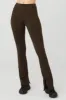 High-Waist Pinstripe Zip It Flare Legging - Espresso/Black sold by Alo Yoga