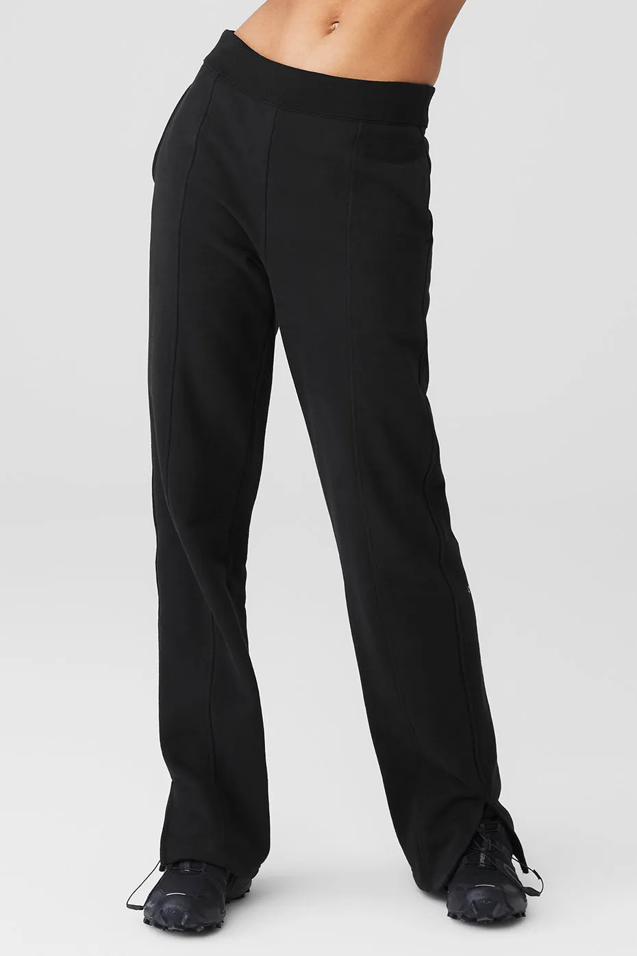 High-Waist Free Time Straight Leg Sweatpant - Black sold by Alo Yoga