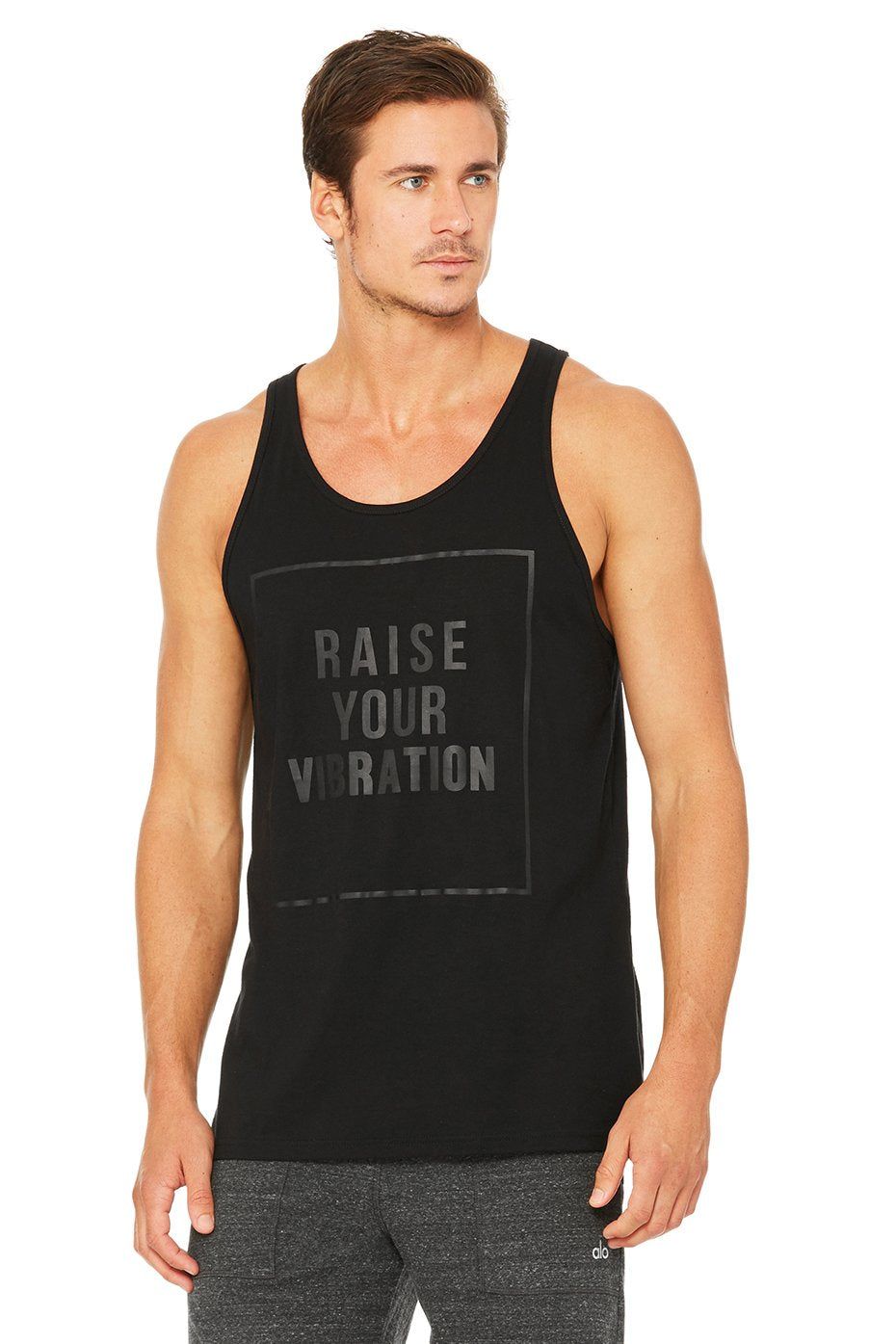 Practice Tank - Graphic - Black/Raise Vibration/Black Matte sold by Alo Yoga