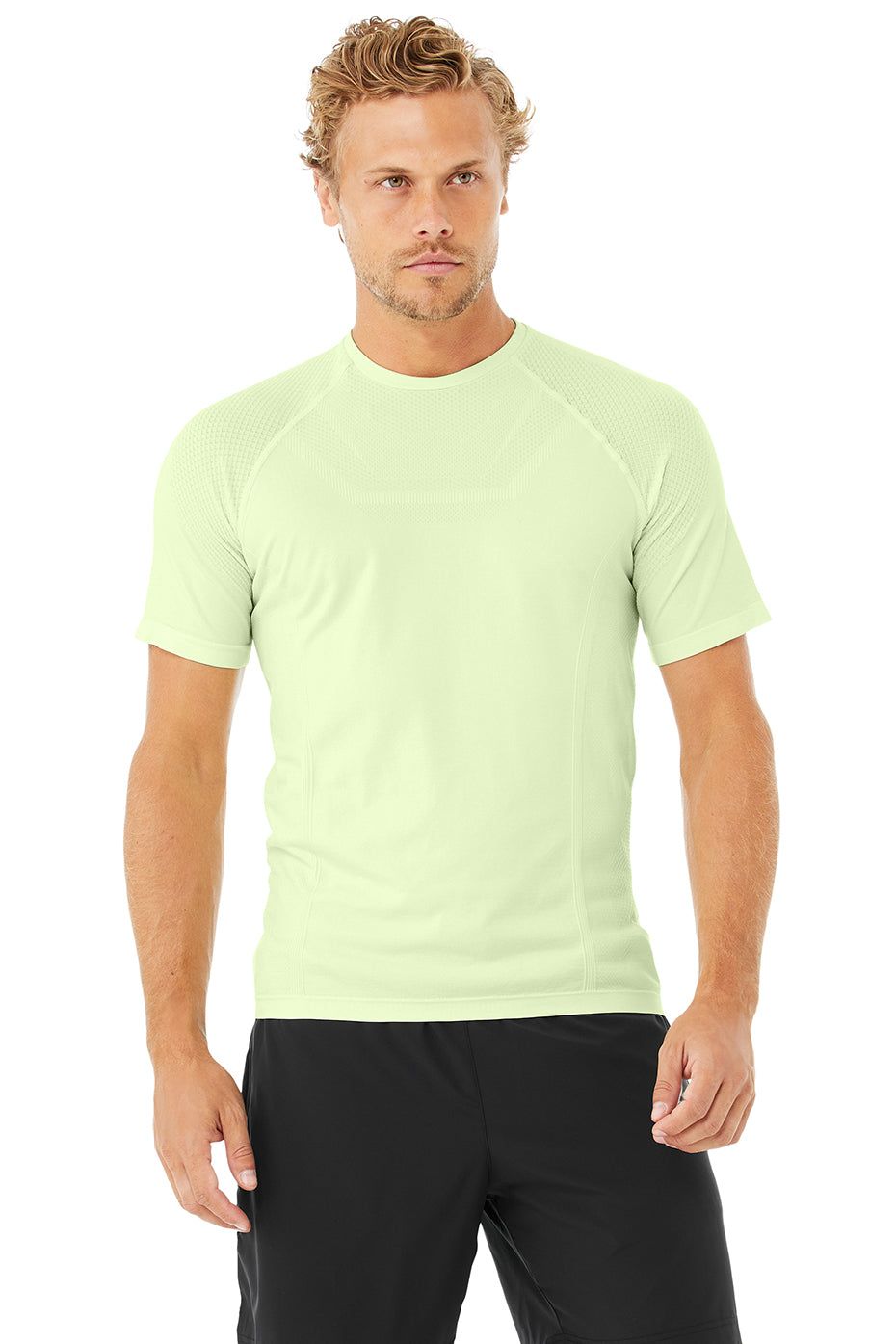 Amplify Seamless Short Sleeve Tee - Limelight sold by Alo Yoga