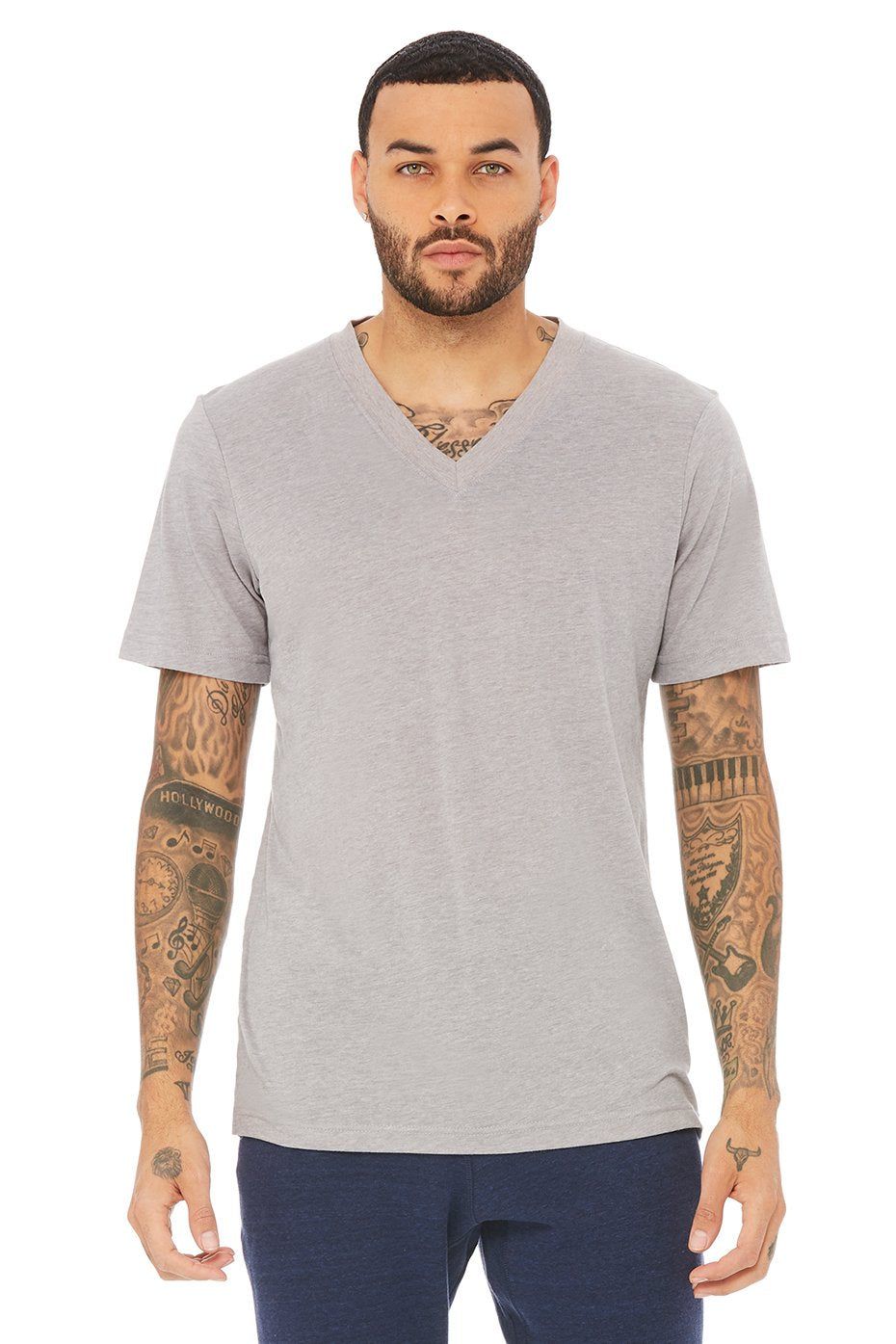 Triumph V-Neck Tee - Athletic Grey Suede Triblend sold by Alo Yoga