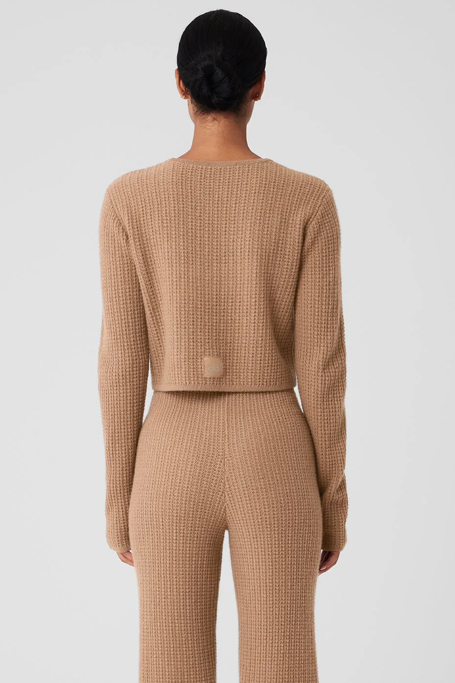 Cashmere Plush Waffle Cropped Long Sleeve - Toasted Almond sold by Alo Yoga product image thumbnail 3