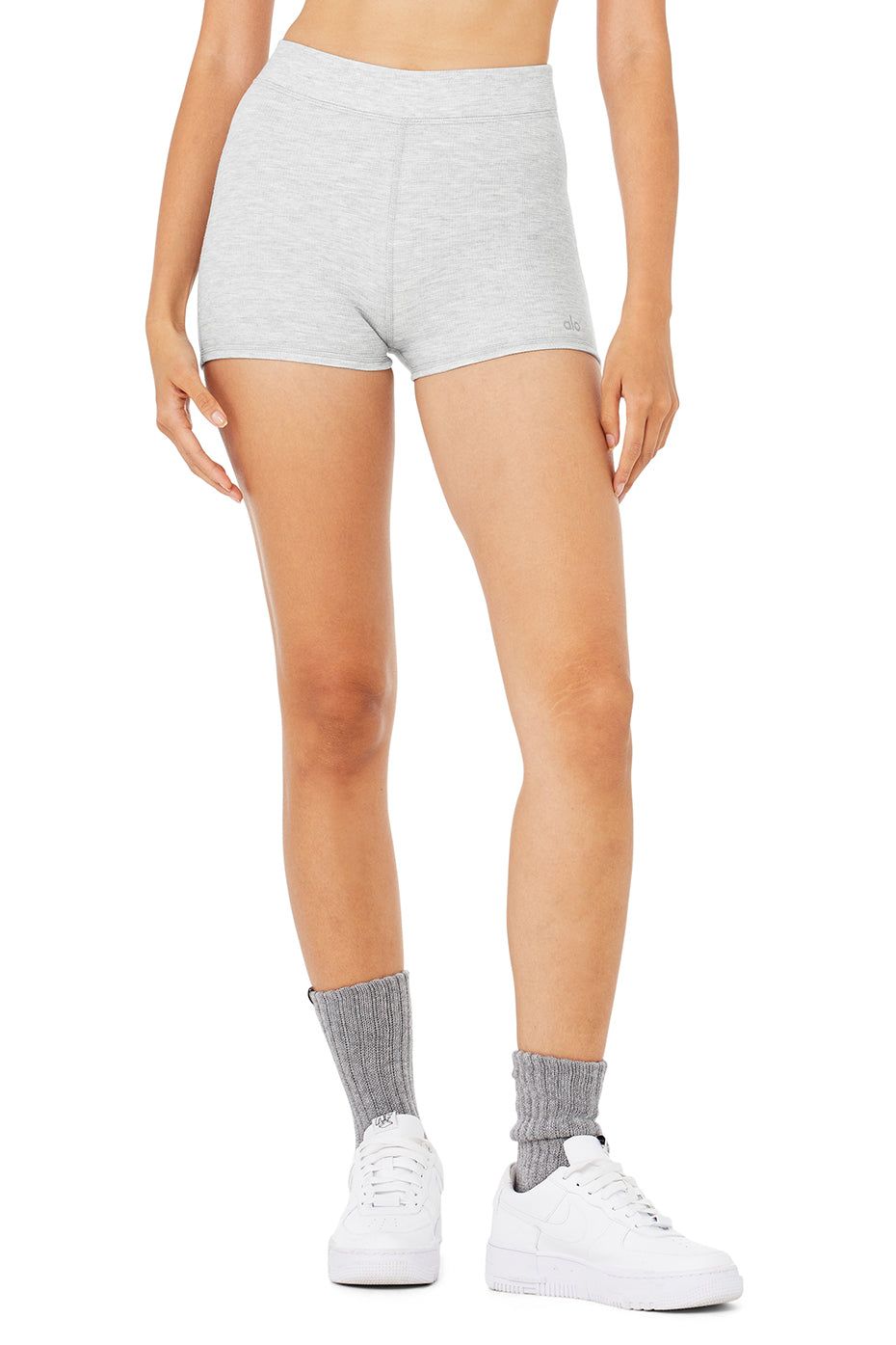 Micro Waffle Pleasant Boyshort - Athletic Heather Grey sold by Alo Yoga