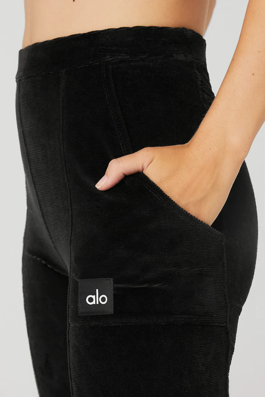 Micro Corduroy High-Waist Winter Break Flare Pant - Black sold by Alo Yoga product image thumbnail 2