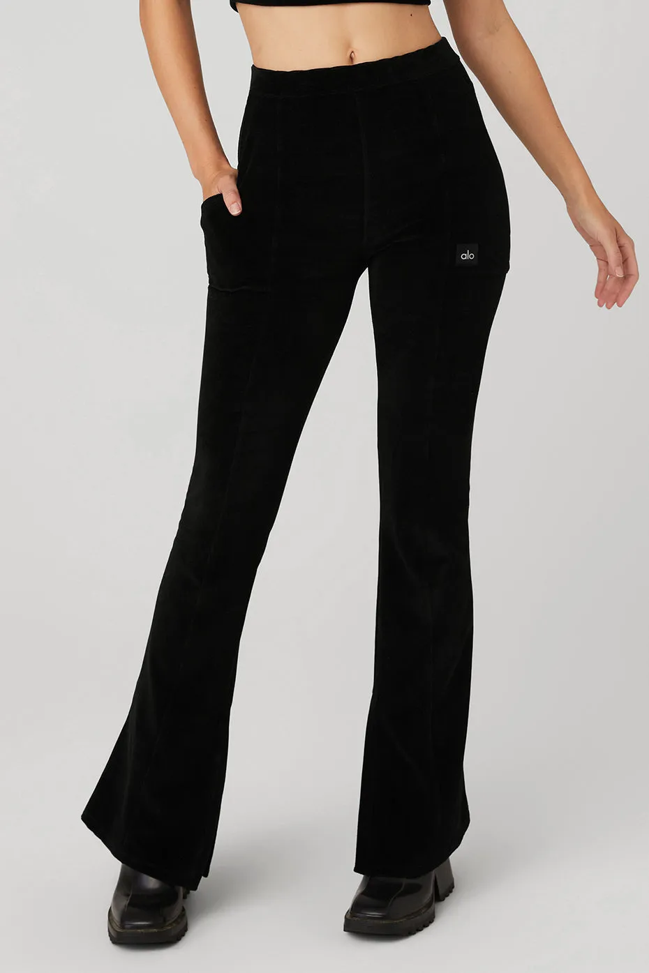 Micro Corduroy High-Waist Winter Break Flare Pant - Black sold by Alo Yoga