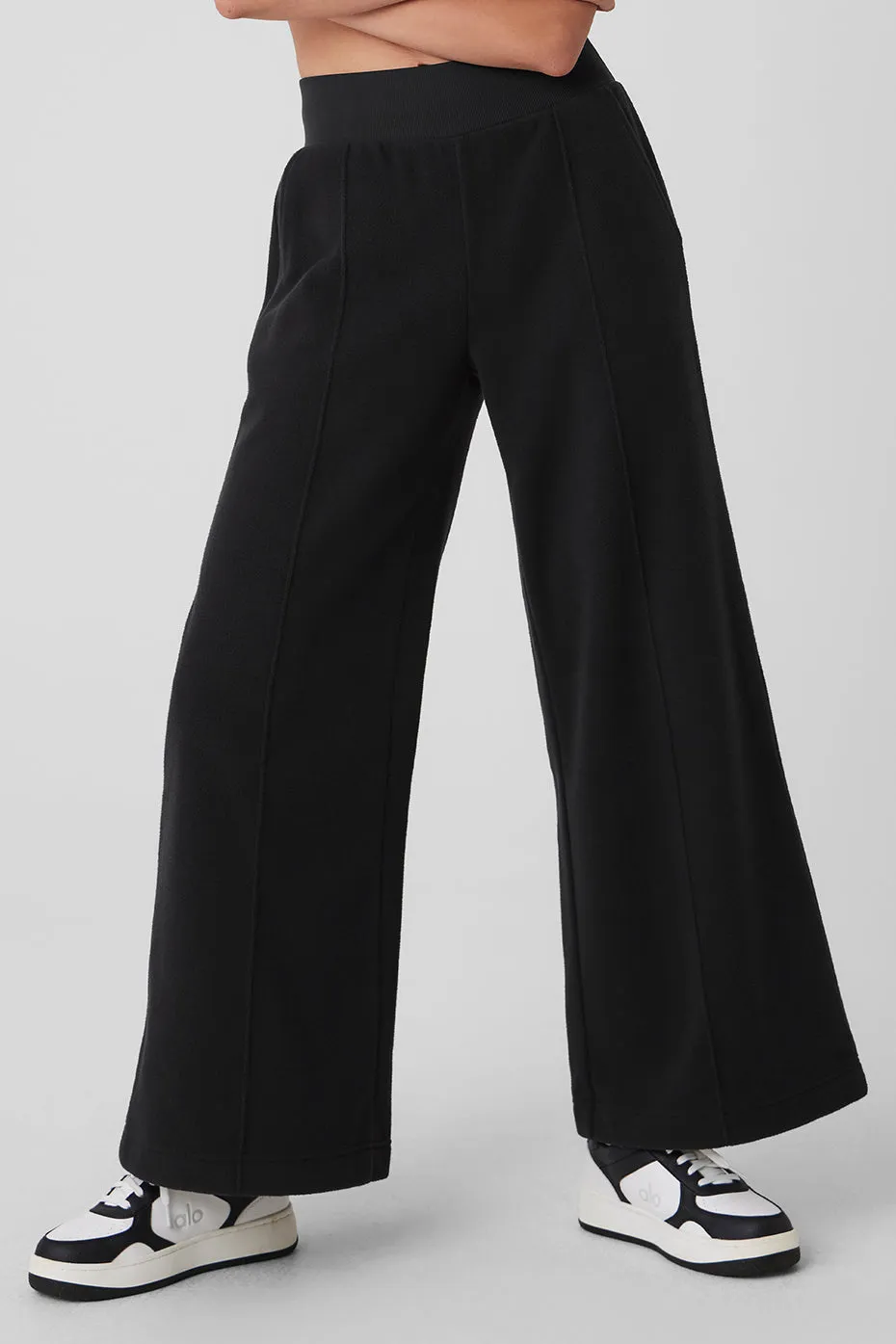 Polar Fleece High-Waist Snowdrift Wide Leg Pant - Black sold by Alo Yoga