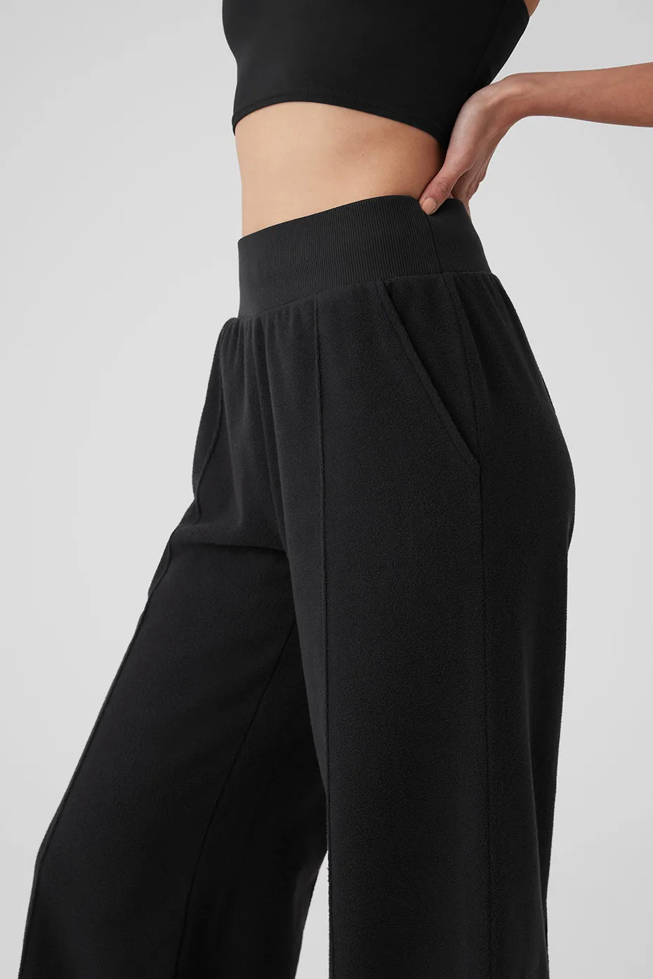 Polar Fleece High-Waist Snowdrift Wide Leg Pant - Black sold by Alo Yoga product image thumbnail 4