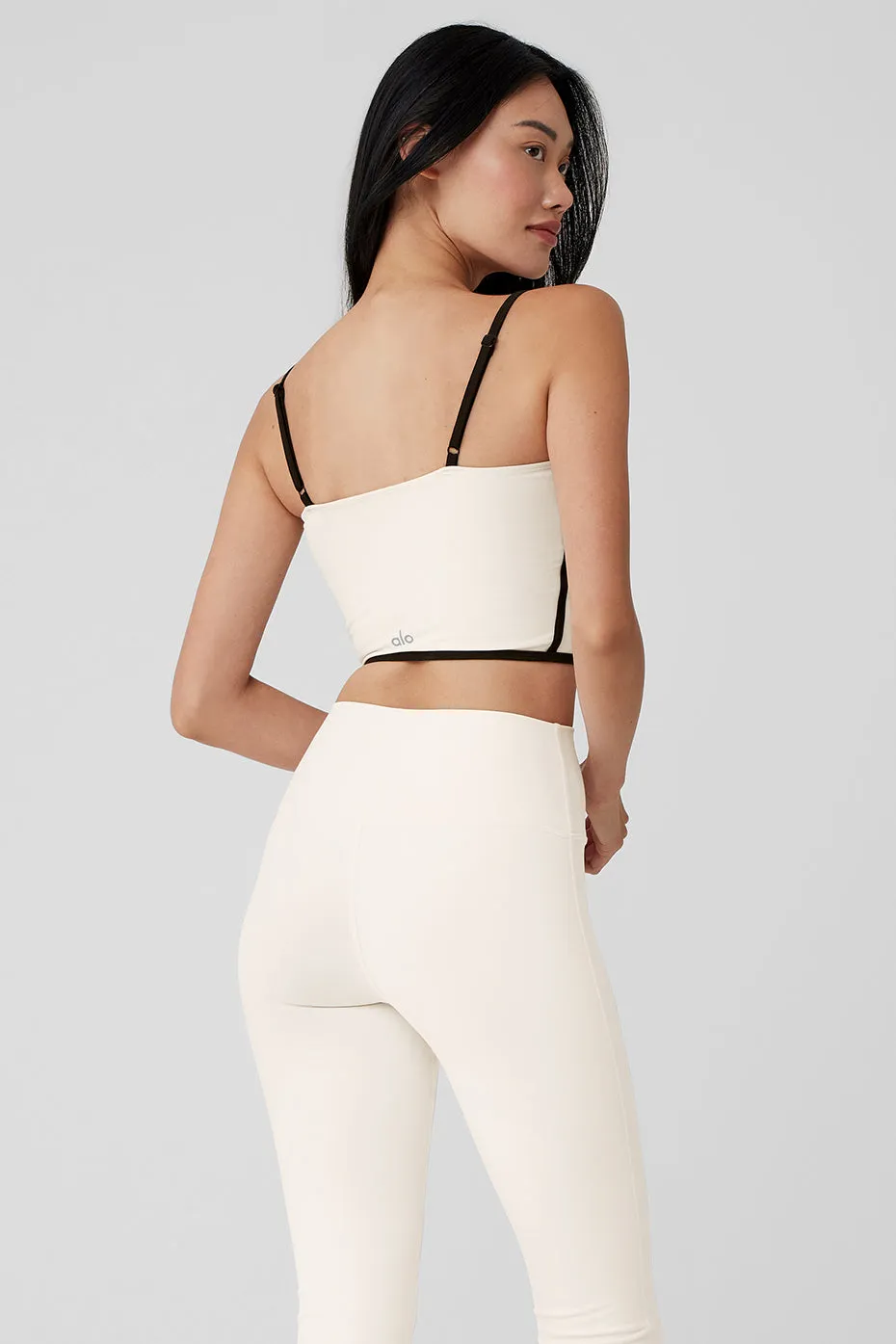 ALO | Airbrush Streamlined Bra Tank Top in Ivory/Black White, Size: Small sold by Alo Yoga product image thumbnail 4