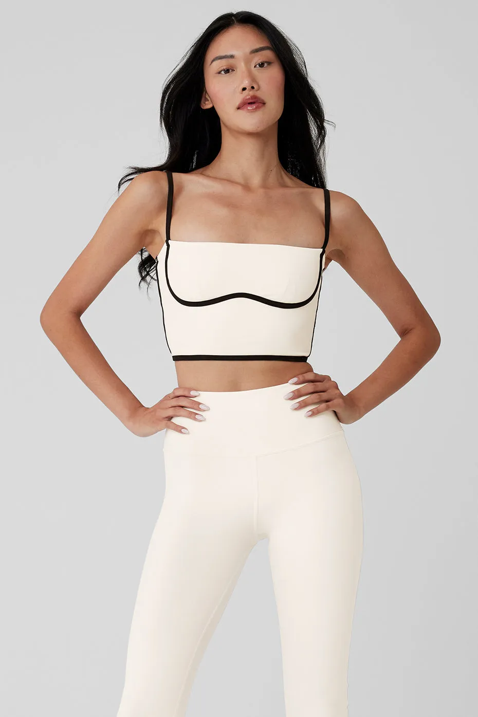 ALO | Airbrush Streamlined Bra Tank Top in Ivory/Black White, Size: Small sold by Alo Yoga product image thumbnail 2