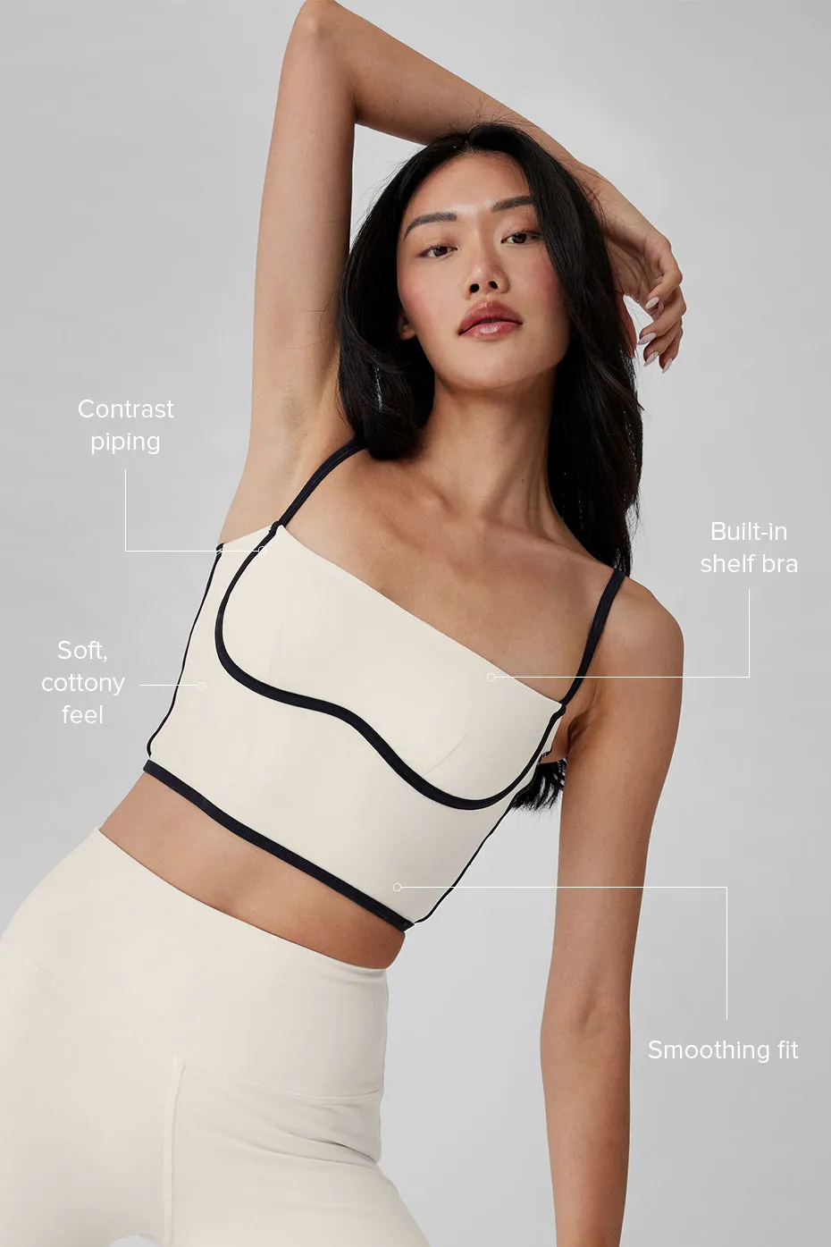 ALO | Airbrush Streamlined Bra Tank Top in Ivory/Black White, Size: Small sold by Alo Yoga product image thumbnail 3