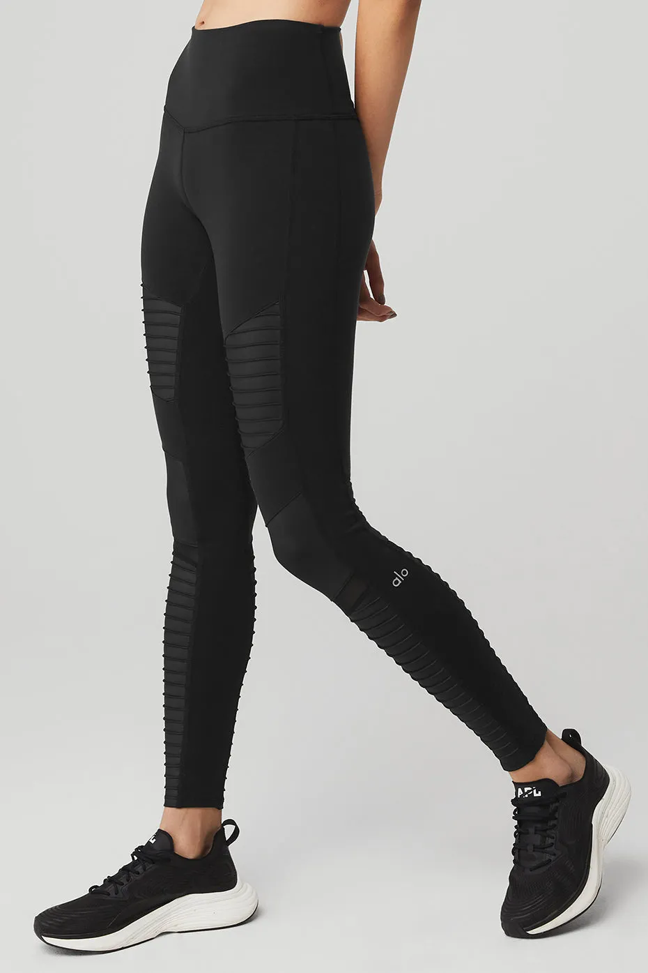High-Waist Moto Legging - Black/Black Glossy sold by Alo Yoga product image thumbnail 3