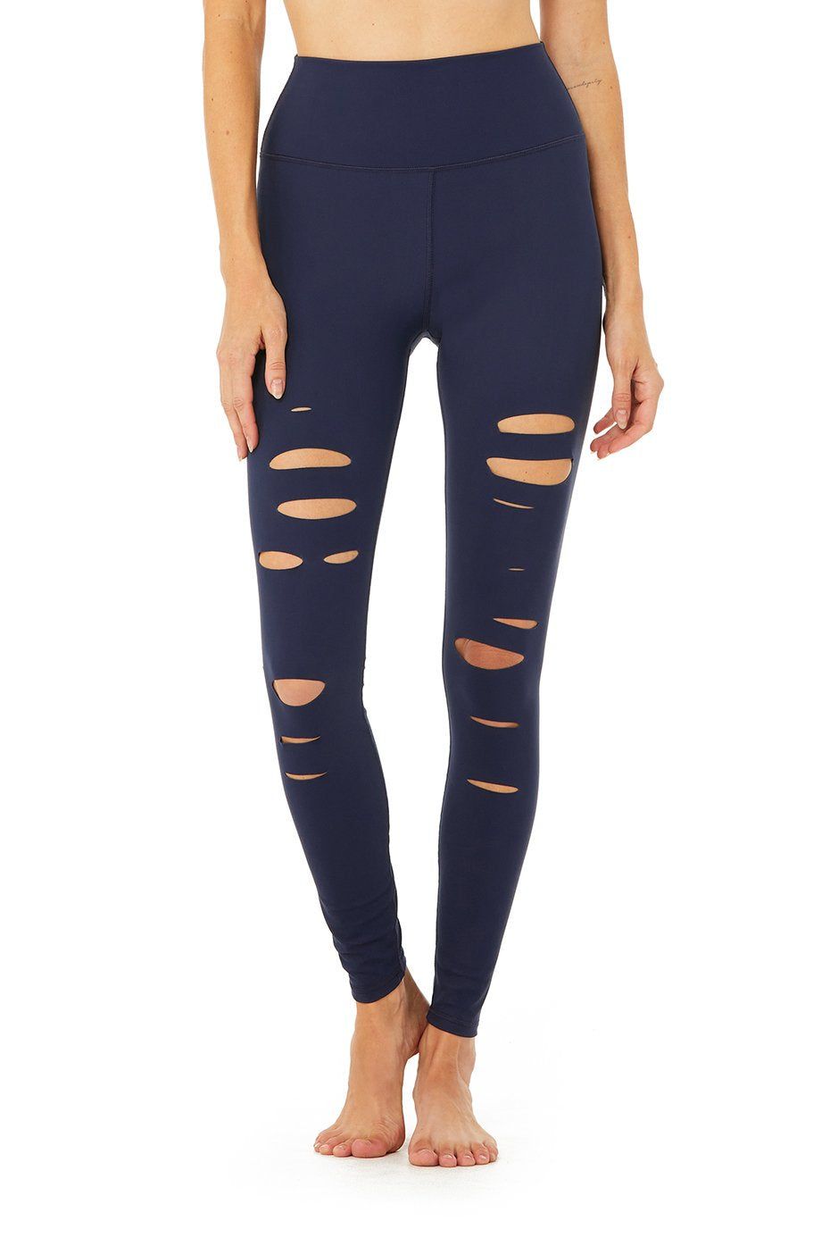 High-Waist Ripped Warrior Legging - Rich Navy sold by Alo Yoga
