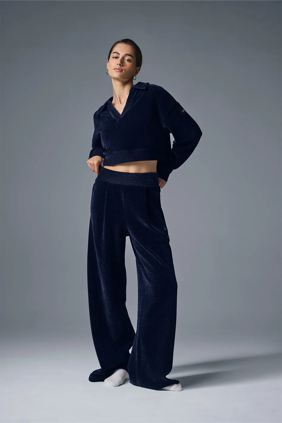 High-Waist Cozy Day Wide Leg Pant - Navy sold by Alo Yoga product image thumbnail 3