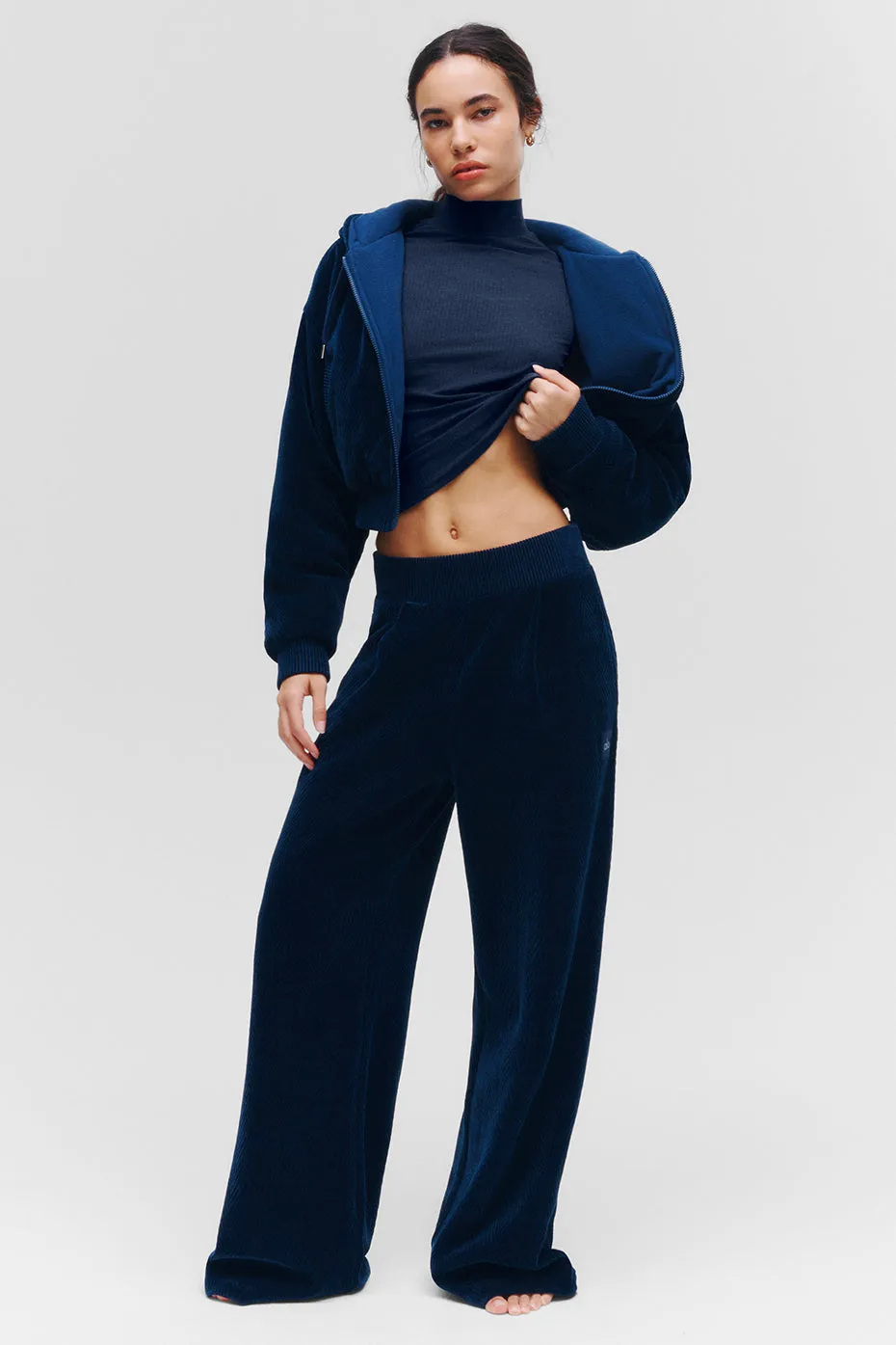High-Waist Cozy Day Wide Leg Pant - Navy sold by Alo Yoga