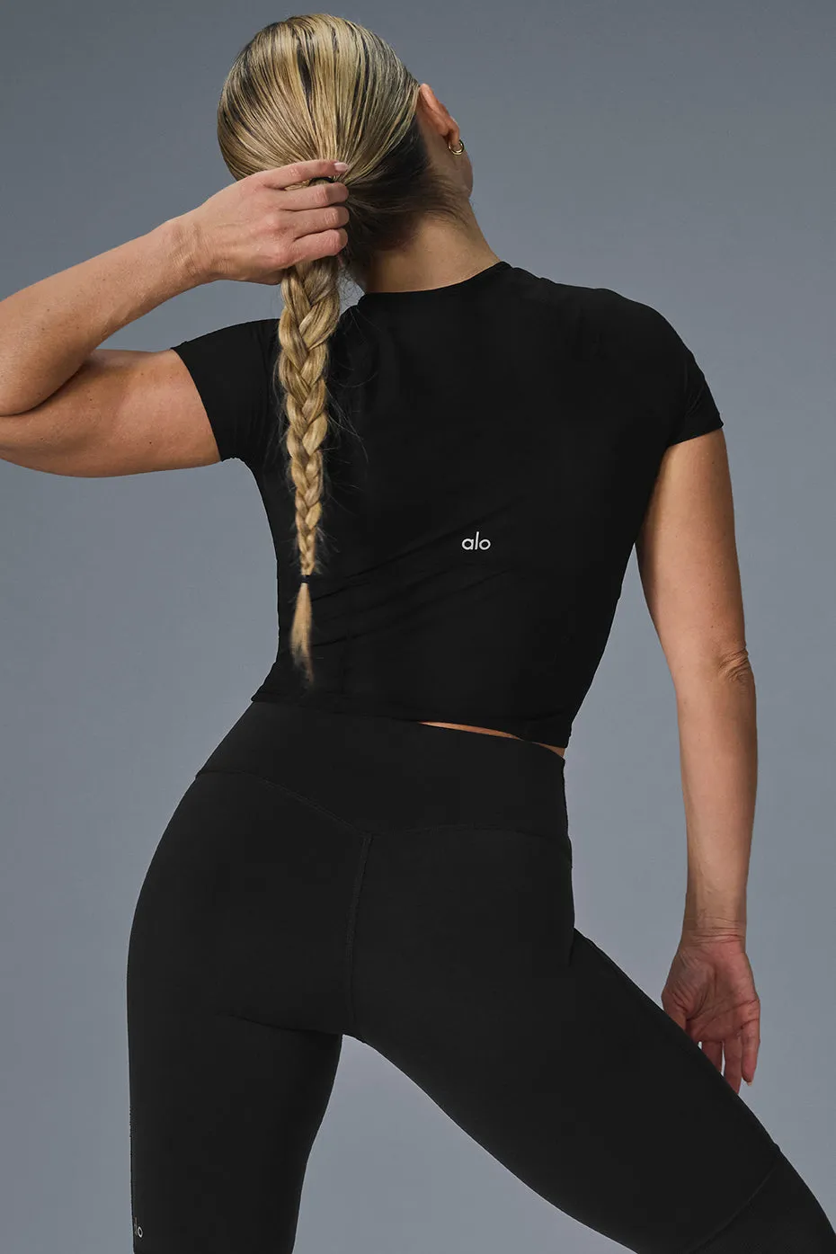 Mesh Cropped Tempo Short Sleeve - Black sold by Alo Yoga product image thumbnail 3