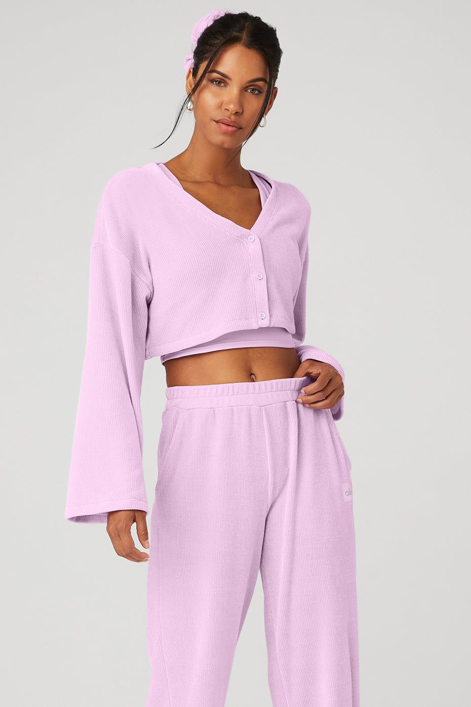 Chenille Chalet Cardigan - Sugarplum Pink sold by Alo Yoga
