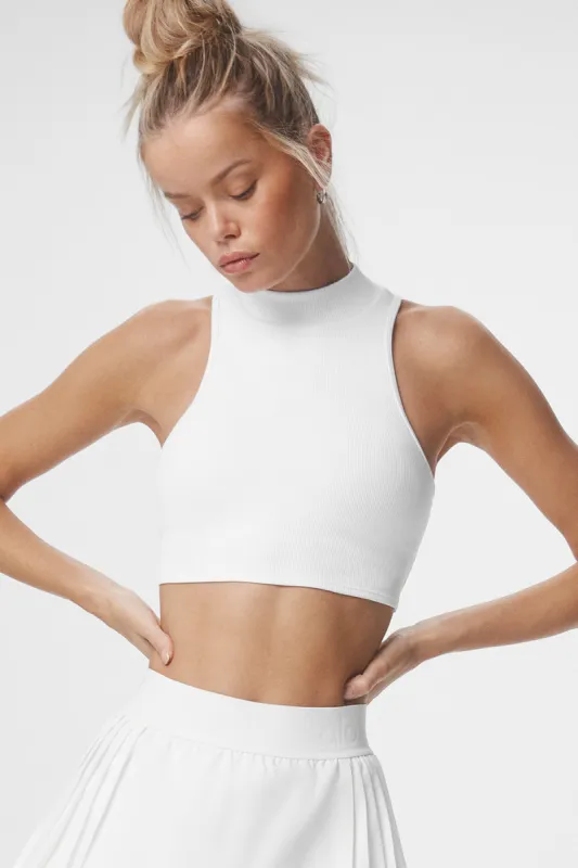 Goddess Rib Cropped Dynamite Tank - White sold by Alo Yoga