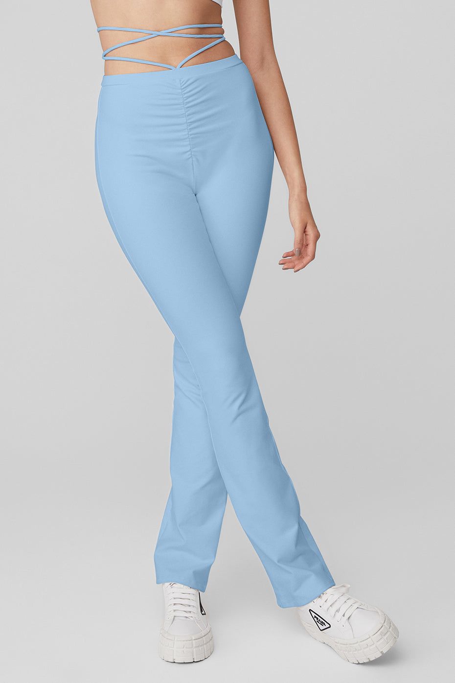 Airbrush High-Waist Cinch Flare Legging - Tile Blue sold by Alo Yoga