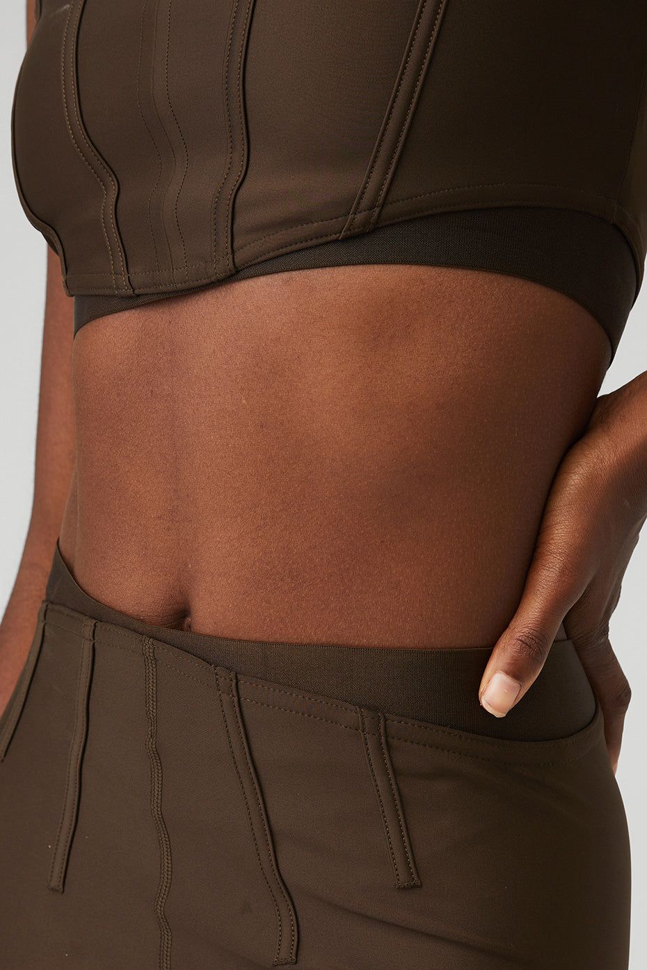 Airlift Corset Bra & Airlift High-Waist 7/8 Corset Legging Set - Espresso sold by Alo Yoga product image thumbnail 5