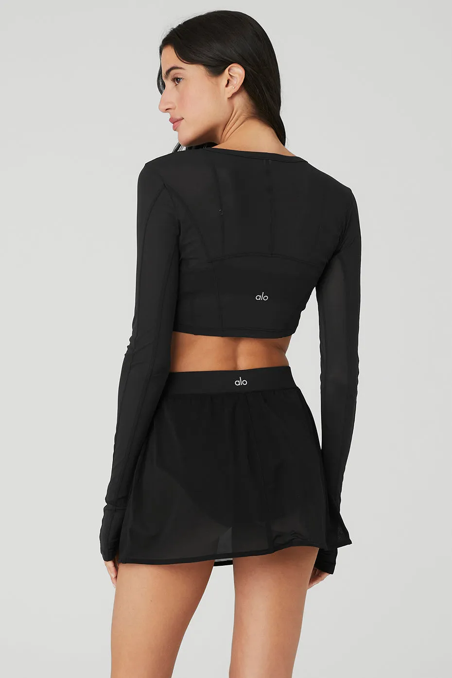 Mesh Cropped Fine Line Long Sleeve - Black sold by Alo Yoga product image thumbnail 2