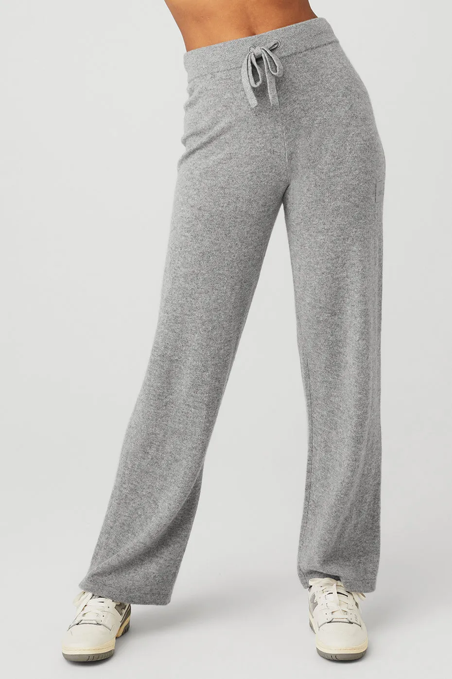 Cashmere High-Waist Jet Set Wide Leg Pant - Dove Grey Heather sold by Alo Yoga