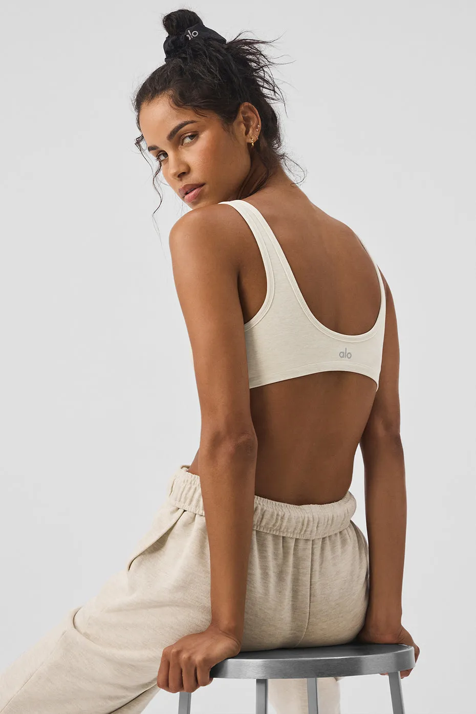 Alosoft Center Stage Bra - Oatmeal Heather sold by Alo Yoga product image thumbnail 2