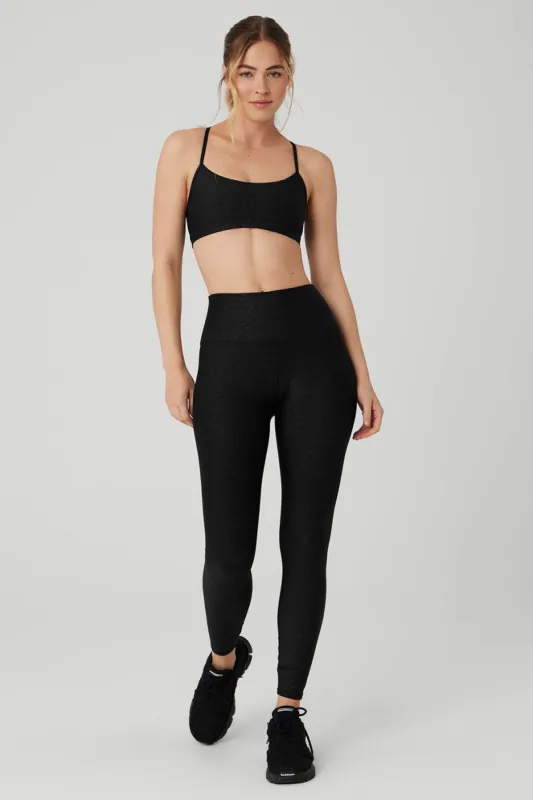 Airlift Leopard Debossed Intrigue Bra & Airlift High-Waist Leopard Debossed Legging Set - Black sold by Alo Yoga