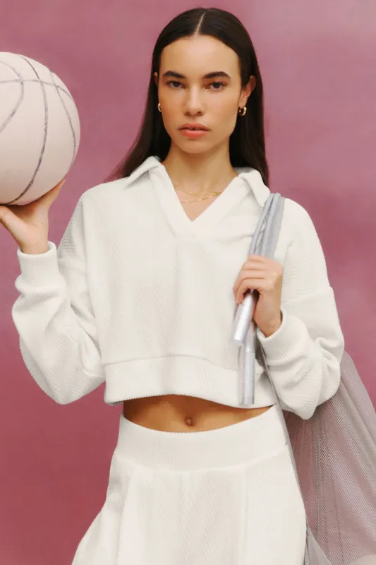 Cropped Cozy Day Henley Pullover - Ivory sold by Alo Yoga