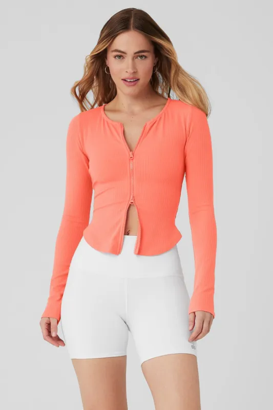 Ribbed Stardust Jacket - Candy Orange sold by Alo Yoga