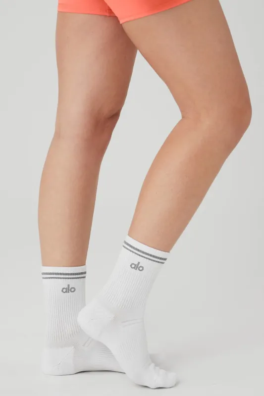 Women's Half-Crew Performance Sock - White sold by Alo Yoga