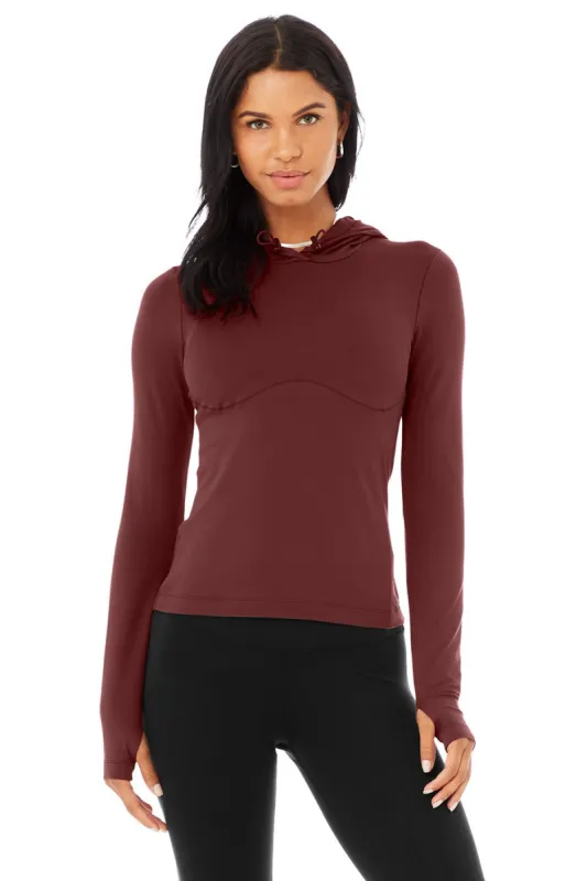 Alosoft Hooded Runner Long Sleeve - Cranberry sold by Alo Yoga