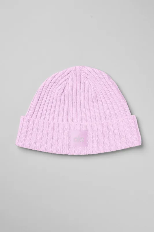 Cashmere Blend Rib Beanie - Sugarplum Pink sold by Alo Yoga