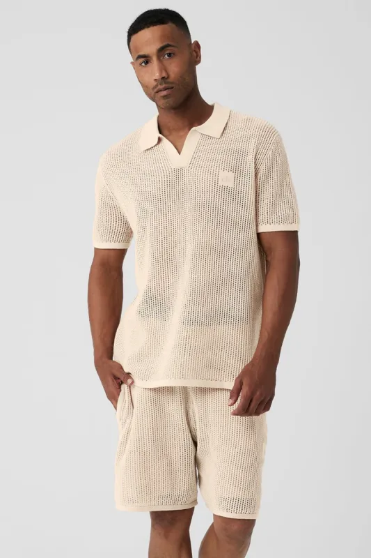 Open-Knit Polo - Macadamia | Parallel