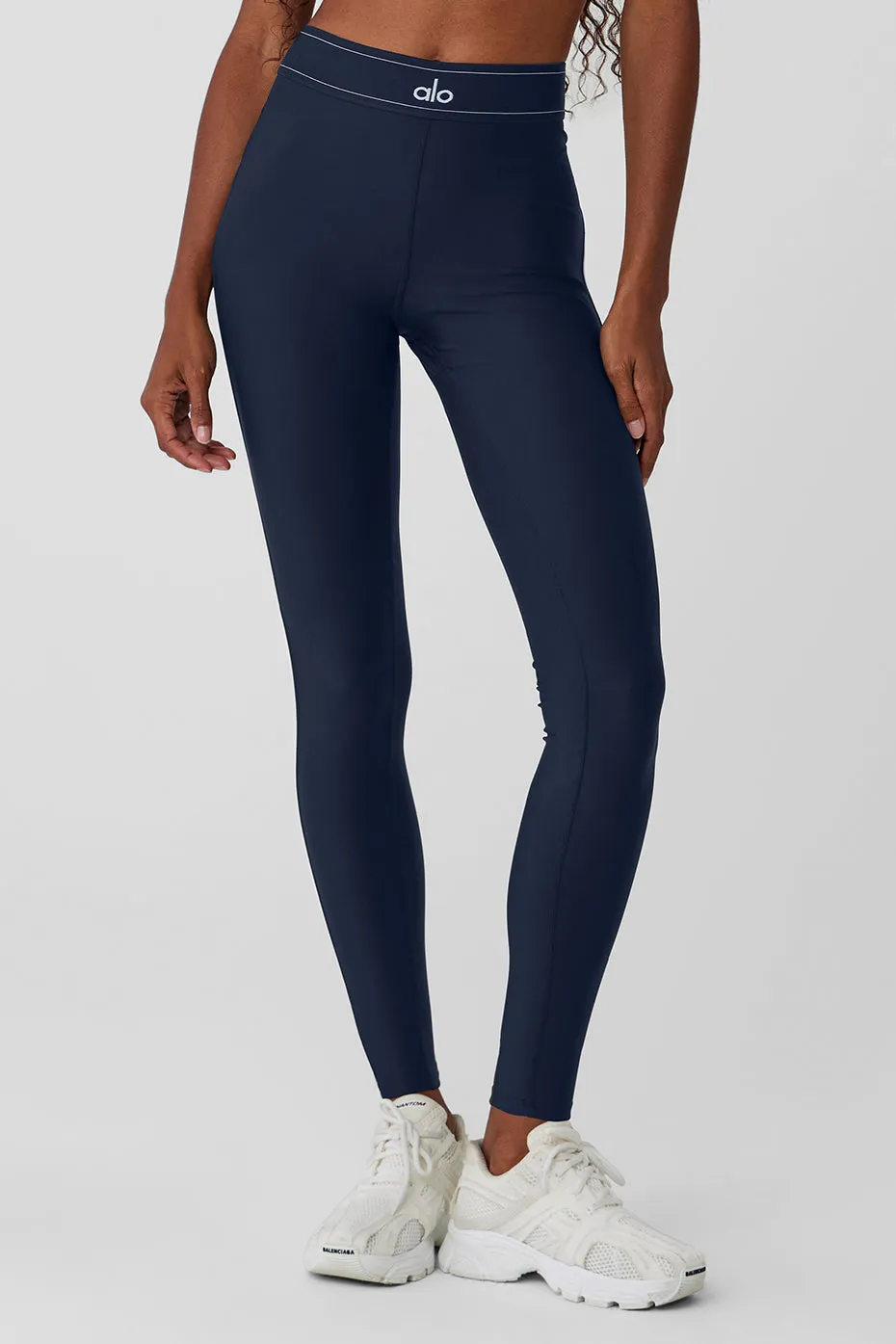 Airlift High-Waist Suit Up Legging - Navy/Navy sold by Alo Yoga
