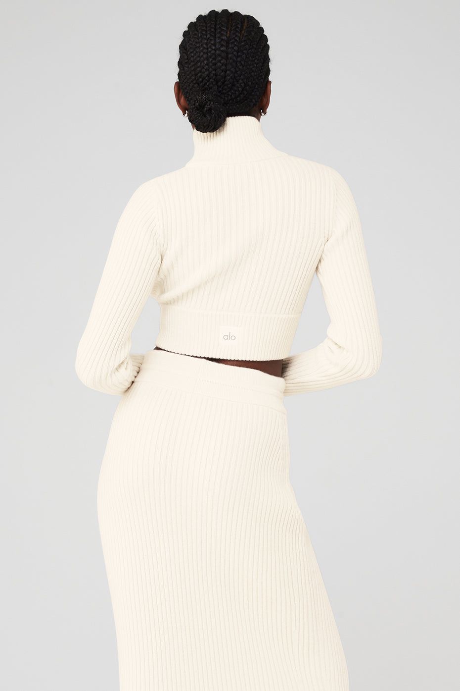 Cashmere Ribbed Winter Dream Cropped Turtleneck - Ivory sold by Alo Yoga product image thumbnail 2