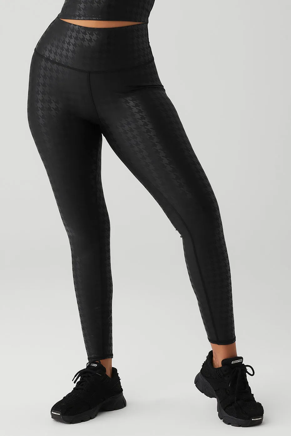 Airlift High-Waist Glimmer Houndstooth Legging - Black sold by Alo Yoga