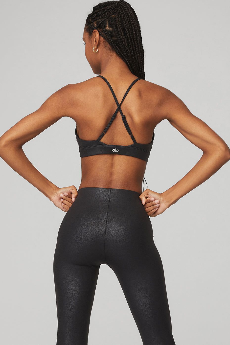 Faux Leather Airbrush Splendor Bra - Black sold by Alo Yoga product image thumbnail 2