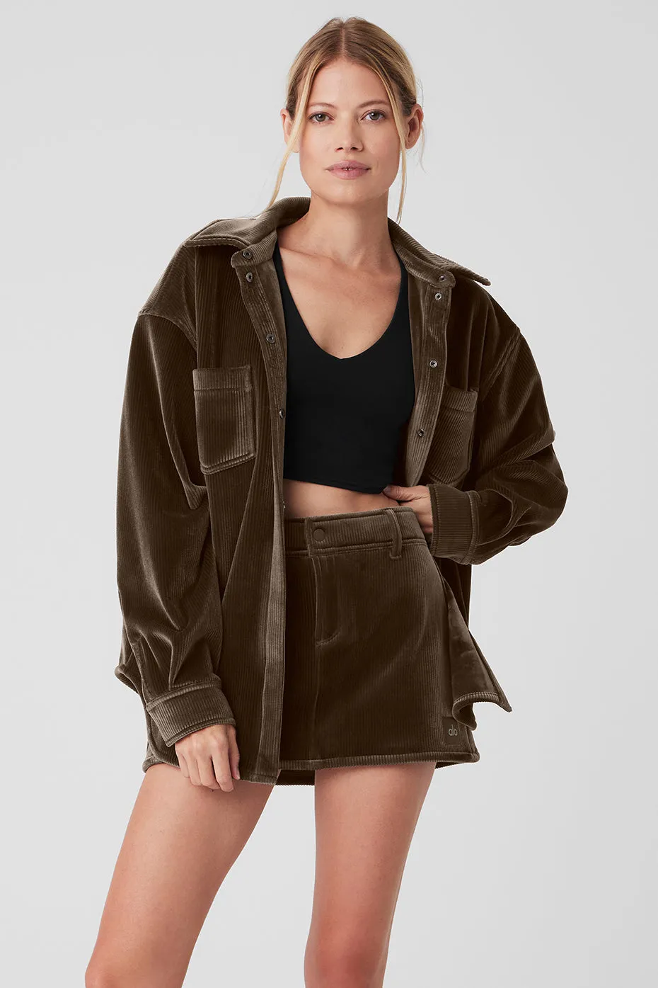 Ribbed Velour Mountain Side Shacket - Macchiato | Parallel