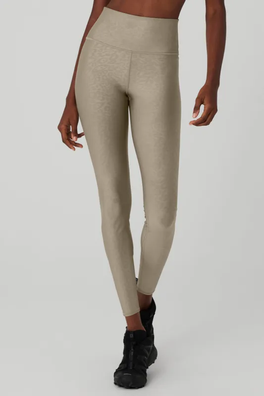 Airlift High-Waist Leopard Debossed Legging - Gravel sold by Alo Yoga