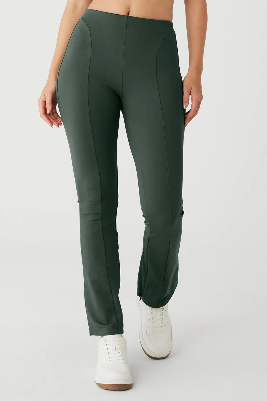 High-Waist 7/8 Zip It Flare Legging - Dark Cactus sold by Alo Yoga