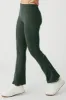 High-Waist 7/8 Zip It Flare Legging - Dark Cactus sold by Alo Yoga