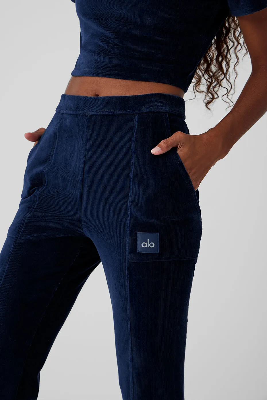 Micro Corduroy High-Waist Winter Break Flare Pant - Navy sold by Alo Yoga product image thumbnail 4