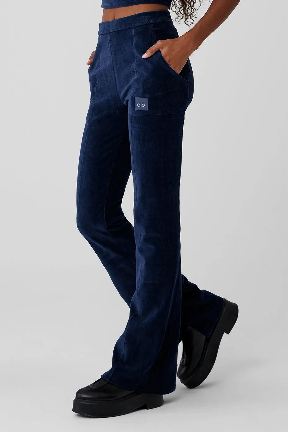 Micro Corduroy High-Waist Winter Break Flare Pant - Navy sold by Alo Yoga product image thumbnail 3