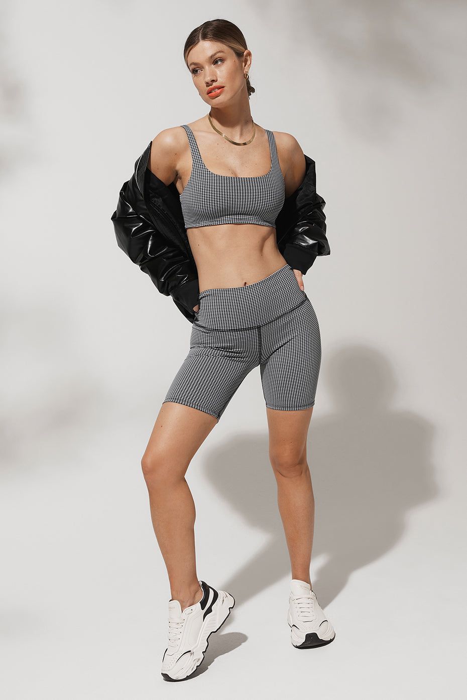 Micro Houndstooth Bra - White/Black sold by Alo Yoga product image thumbnail 5