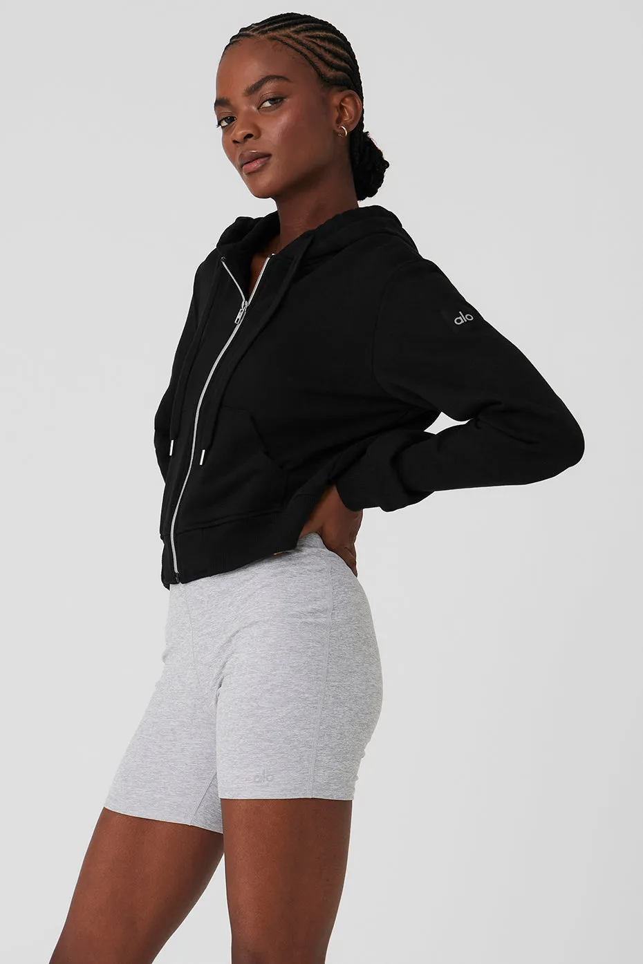 Routine Cropped Zip Hoodie - Black sold by Alo Yoga product image thumbnail 4
