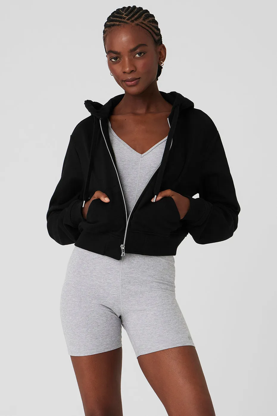 Routine Cropped Zip Hoodie - Black sold by Alo Yoga product image thumbnail 2