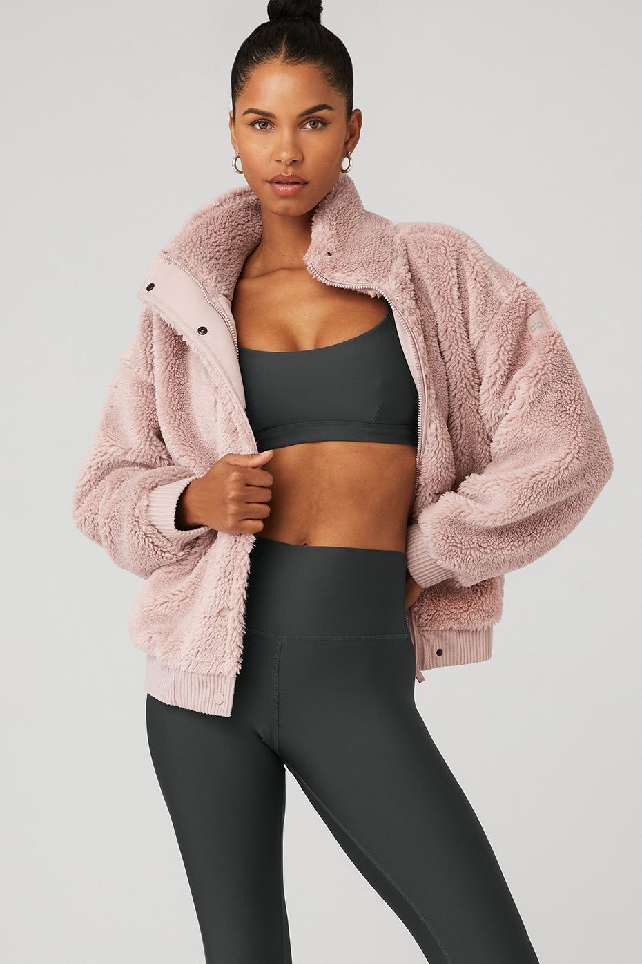 Sherpa Varsity Jacket - Dusty Pink sold by Alo Yoga